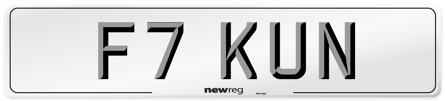 F7 KUN Number Plate from New Reg